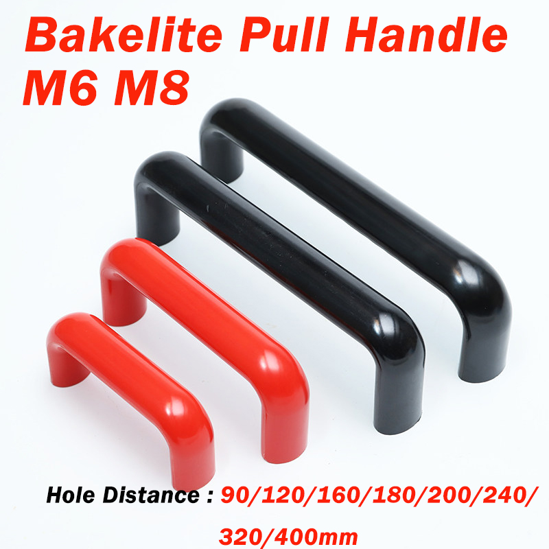 Furniture Hardware Black - Red/Black Oval Bakelite Handle 90~400mm Nylon