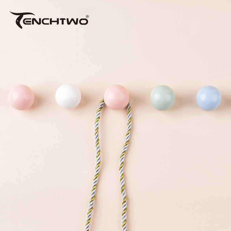 Furniture Hardware Pulls - Round Ceramic Hook Clothes Hanger Hook