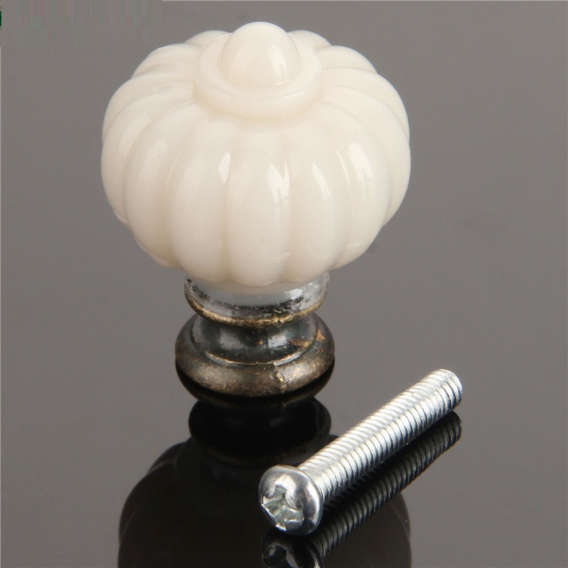 Furniture Hardware Pulls - 1Pc Acrylic Ivory White Pumpkin Cabinet
