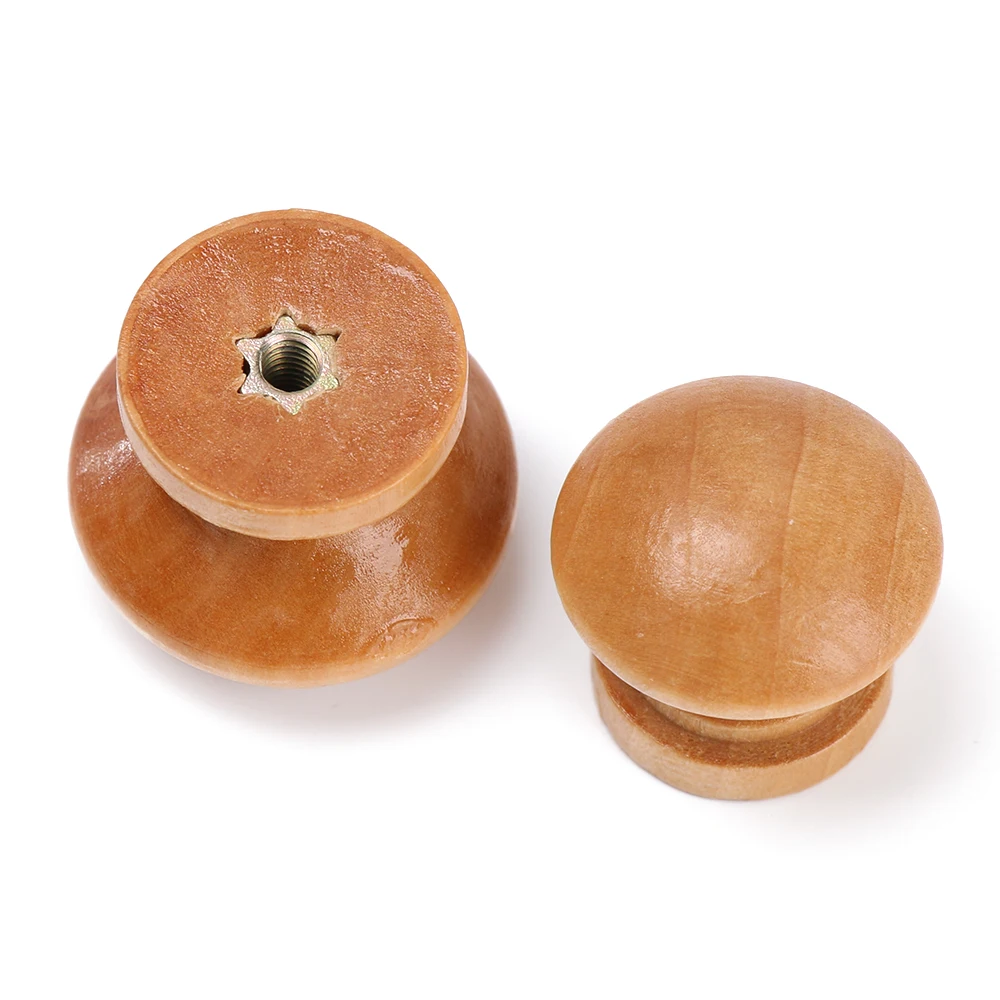 Furniture Hardware Pulls - 10pcs/Lot Round Shape Natural Wooden Drawer