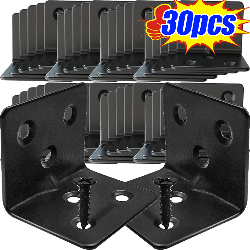 Furniture Hardware Black - 10/30pcs Black L-shaped Right Angle Corner